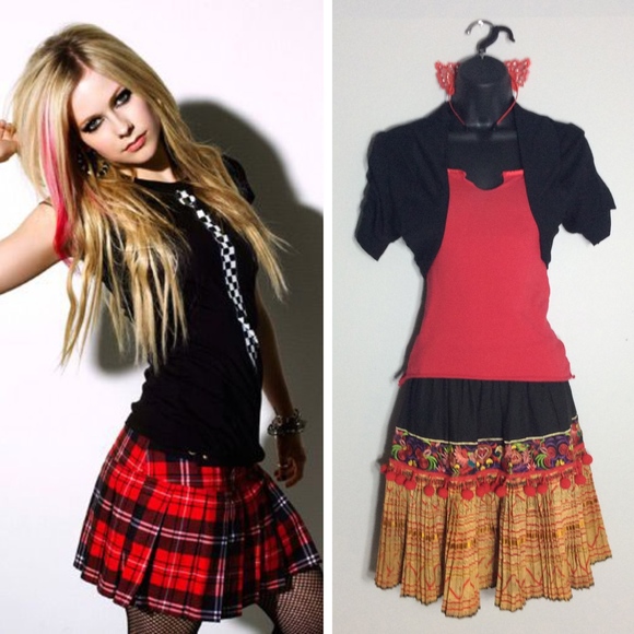 🍒 4PC RUFFLE MINI SKIRT BOHO RUFFLE CAT EARS TANK PETITE SHRUG SET BUNDLE GYPSY - Picture 8 of 8